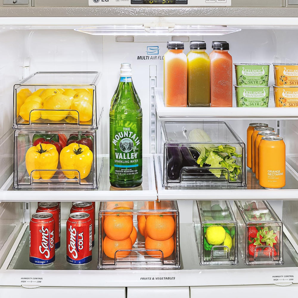 Sorbus Clear Storage Drawers for Refrigerator (Wide + Narrow Deep, 6 Pack)
