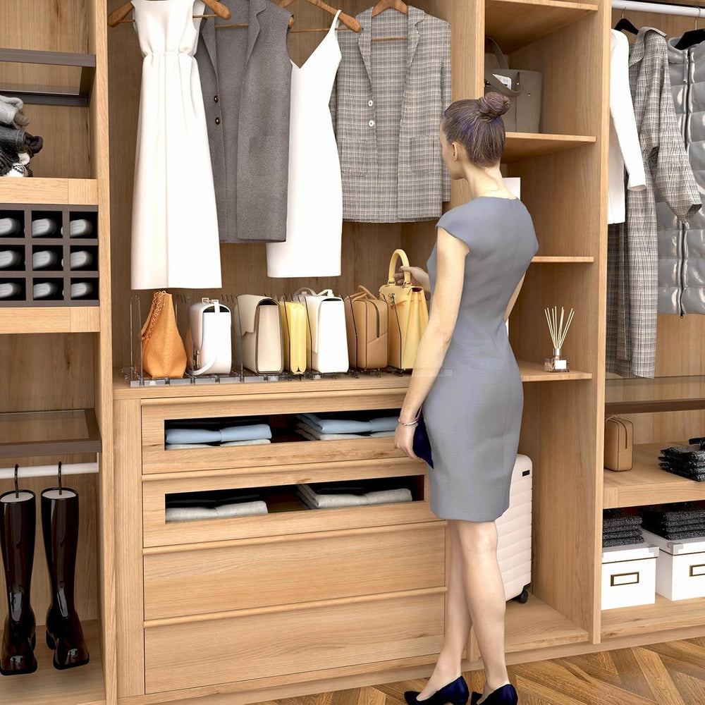 SPACEKEEPER Adjustable Shelf Divider for Closet,2 Pcs Clear Purse Organizer