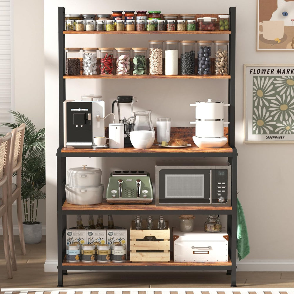 Kitchen Bakers Rack with Storage Shelves,5-Tier Free Standing Storage Shelf R...