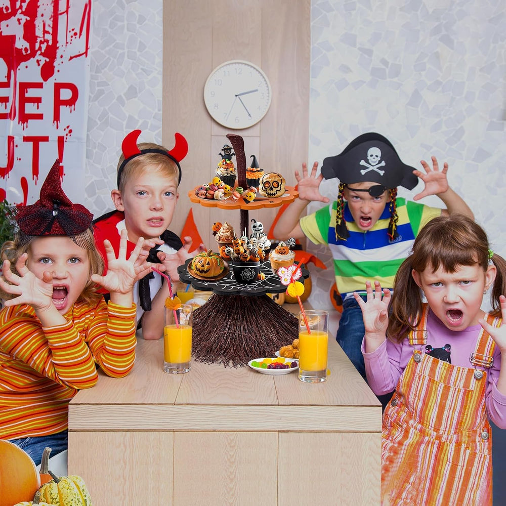 antiai 2 Tier Halloween Cupcake Stand Wooden Cake Desert Stand Party Supplies...