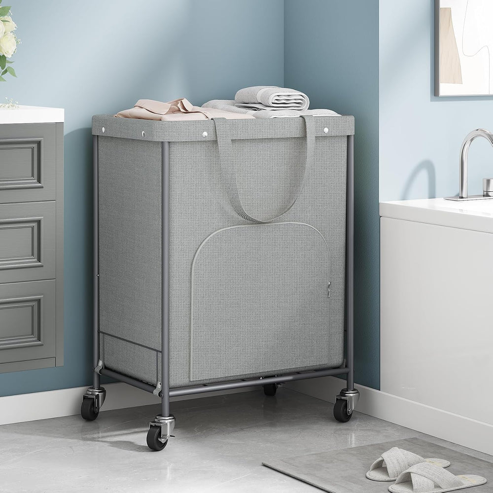 170L Large Laundry Basket with Wheels, Rolling Laundry Hamper Easy Access Clo...