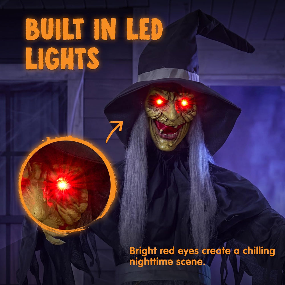 JOYIN Halloween Decorations Outdoor Life-Size Scary Animated Witch with Spell...