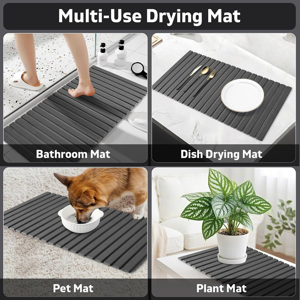 Extra-Large Dish Drying Mat for Kitchen Counter, Foldable Super Absorbent Dia...