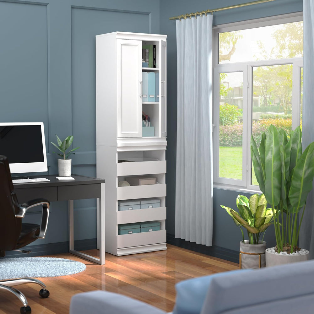 ClosetMaid Modular Storage 21.38-inch W 3-Shelf 4-Drawer Tower Wood Closet Sy...