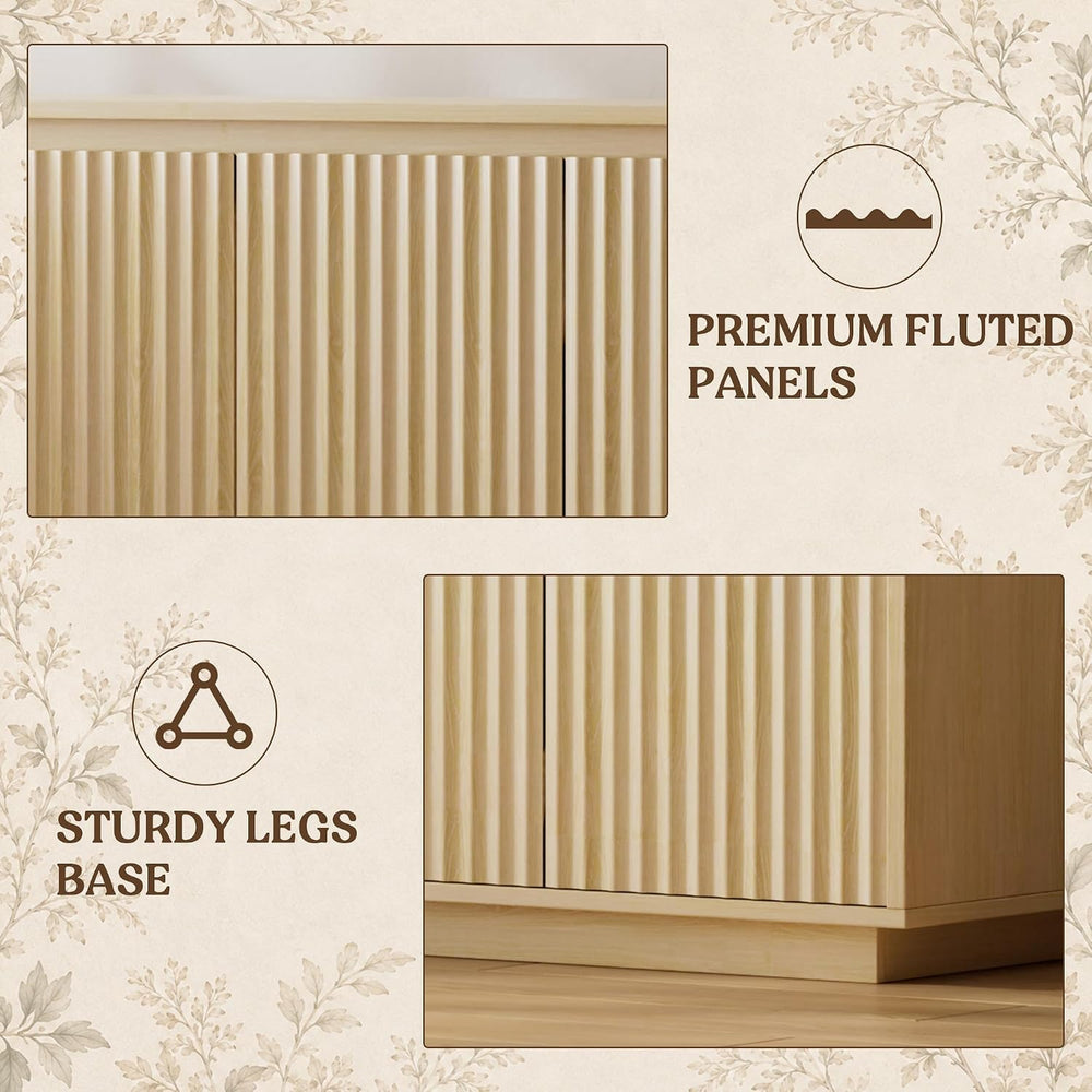 Lulive 63" Fluted Buffet Cabinet with Storage Sideboard Modern Credenza