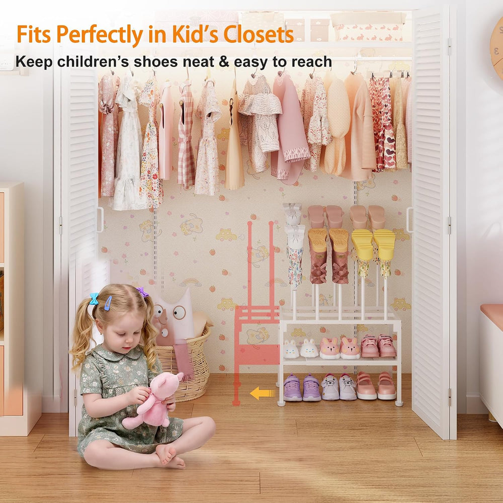 3-Tier Expandable Shoe Rack with Removable Boot Posts, 2-in-1 Shoe Organizer ...
