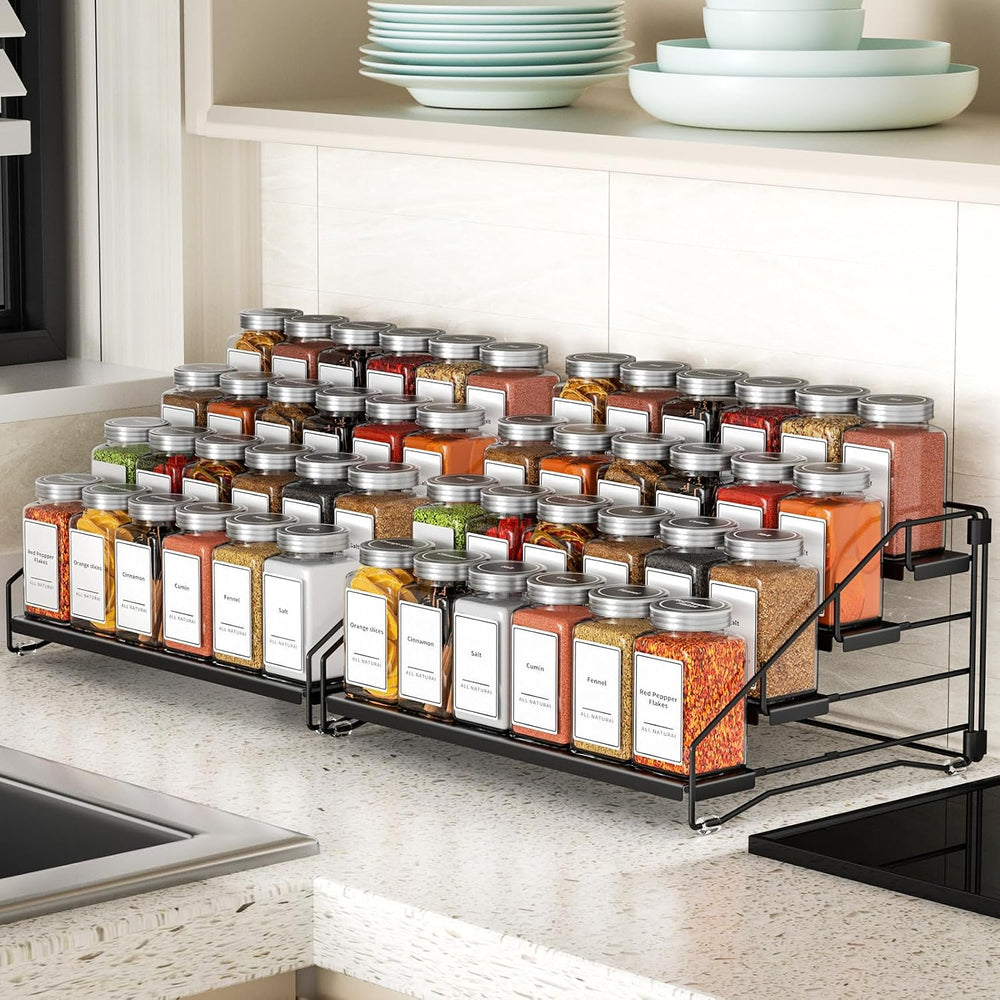 BOIVSHI 4 Tier Spice Rack Organizer, Spice Rack for Cabinet, Adjustable Depth...