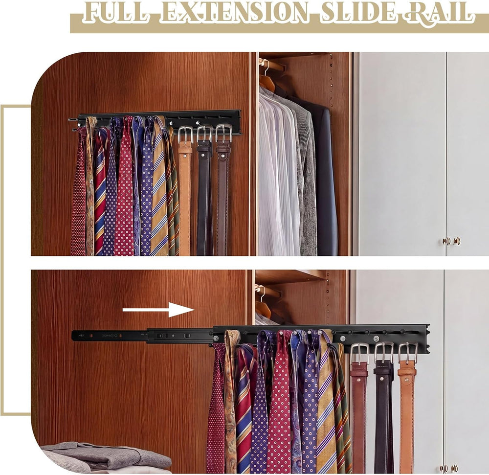 Blulu 1 Pcs 13.8'' Sliding Tie Rack Hangers for Closet, 25 Tie Each, ...