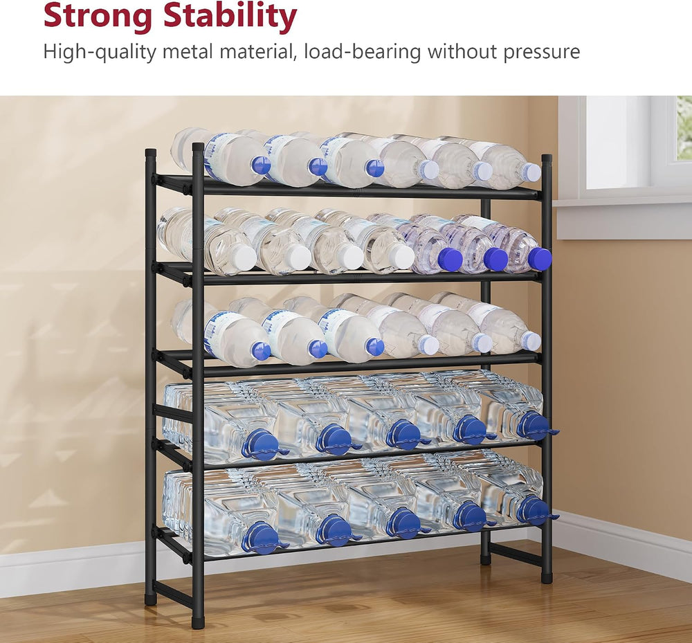 Tajsoon Expandable Shoe Rack for Closet 5 Tier, 28“-41“Stackable, Black