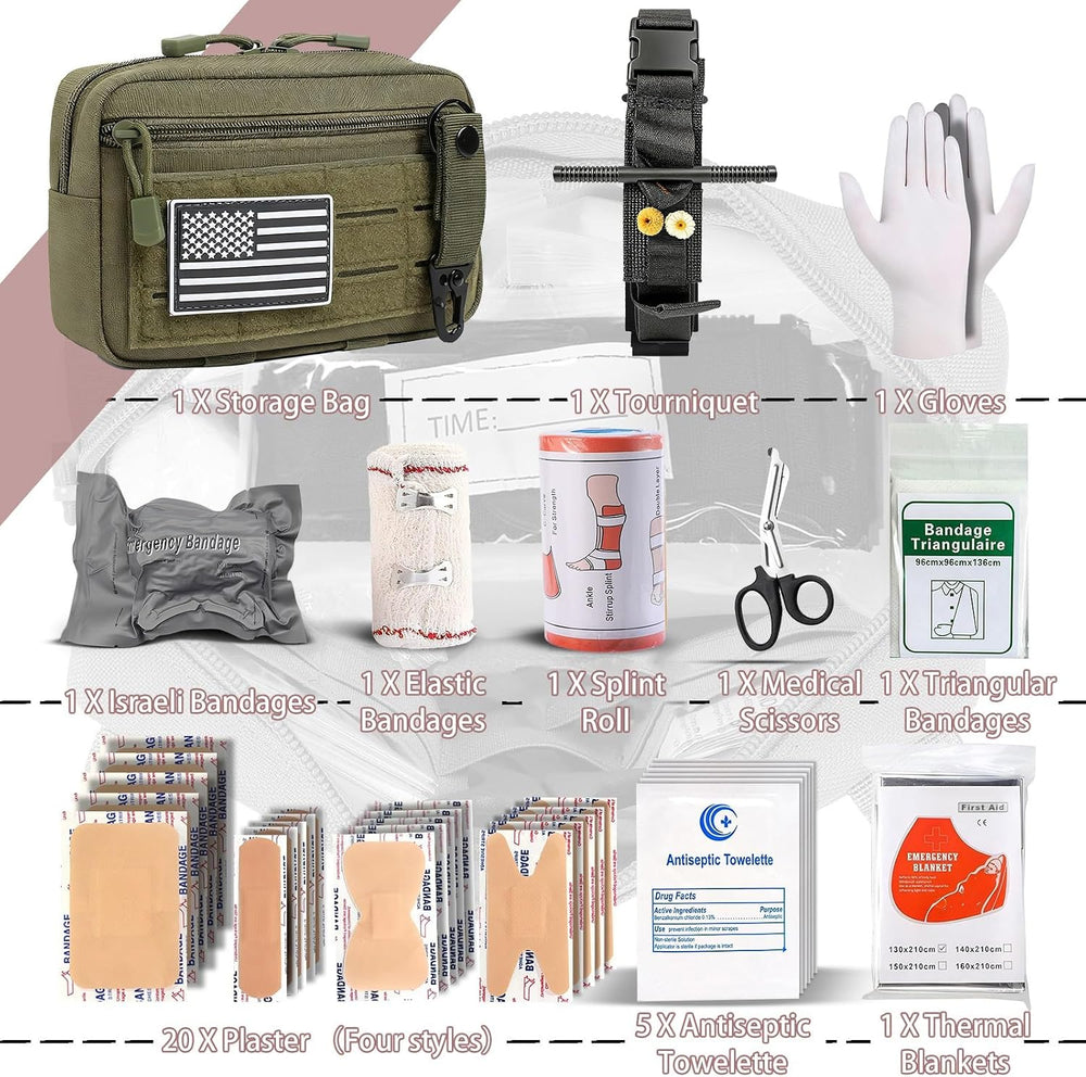IFAK Trauma Kit with Tourniquet, 4-Inch Israeli Bandage, Elastic Bandages, Se...