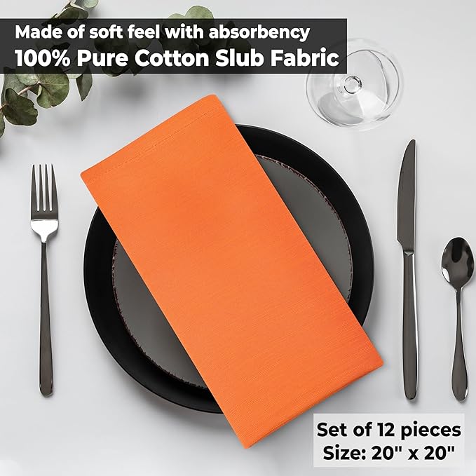 Urban Villa Cloth Napkins Halloween Dinner Napkins Solid Orange Color 20'...