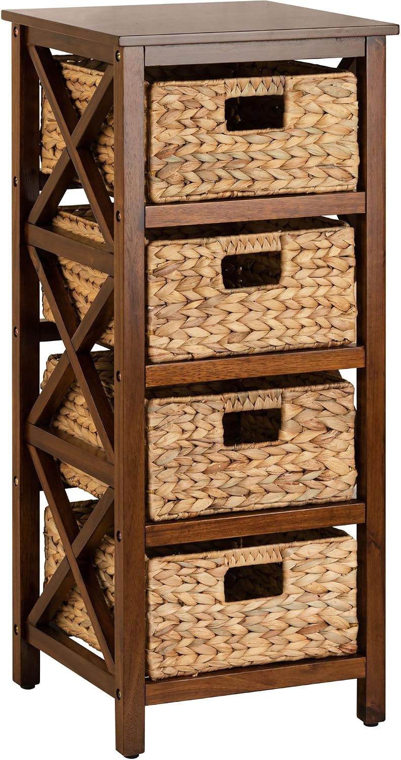 4 Tier X-Side End Storage Cabinet, Walnut