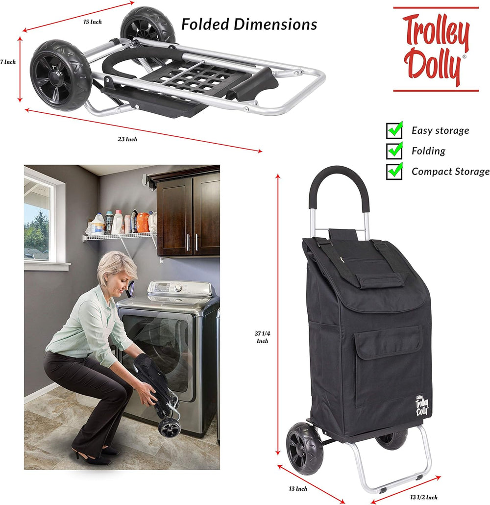 dbest products Trolley Dolly Black Foldable Shopping cart for Groceries with ...