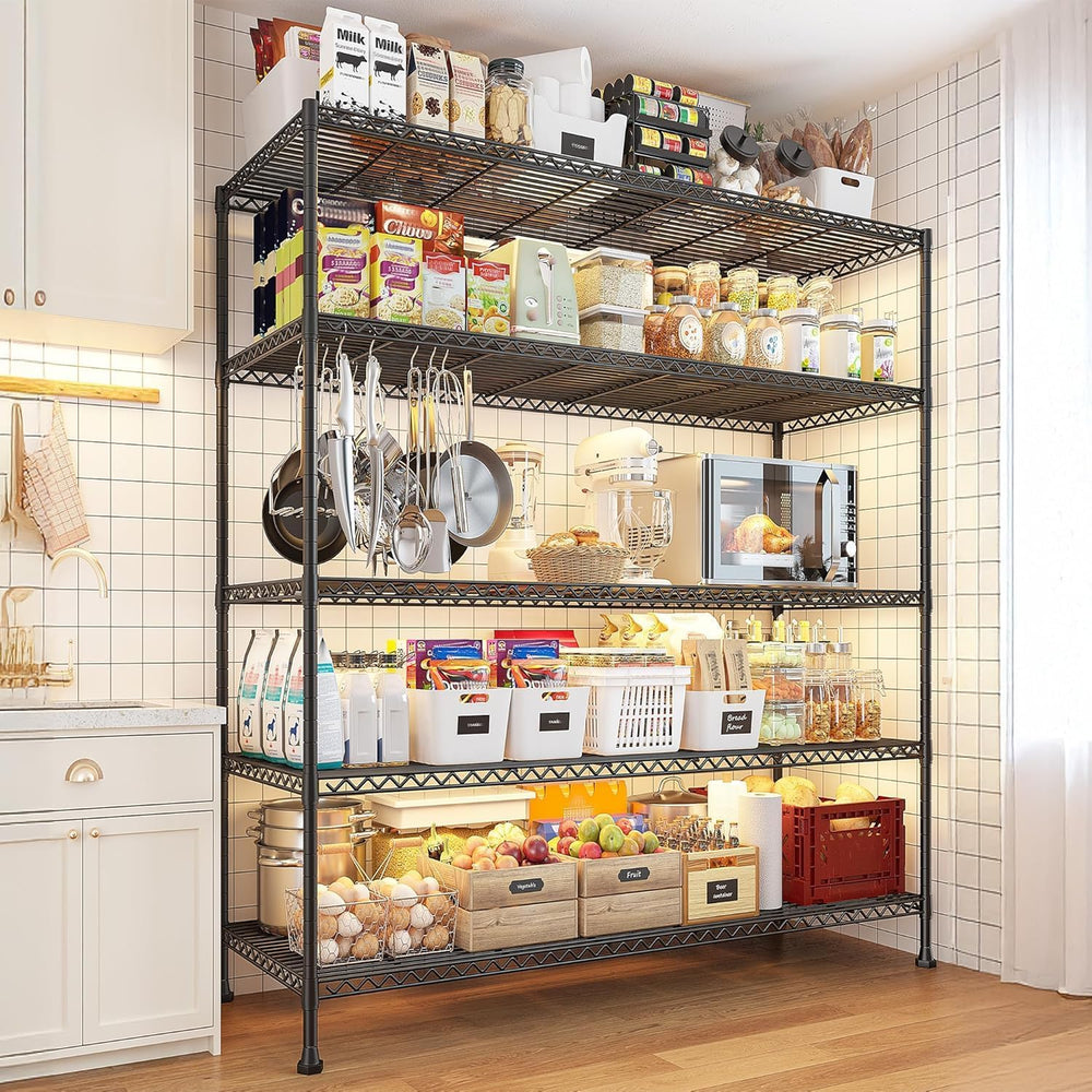 REIBII Heavy Duty 5-Tier Storage Shelves, 45.5''W for Kitchen Garage,...