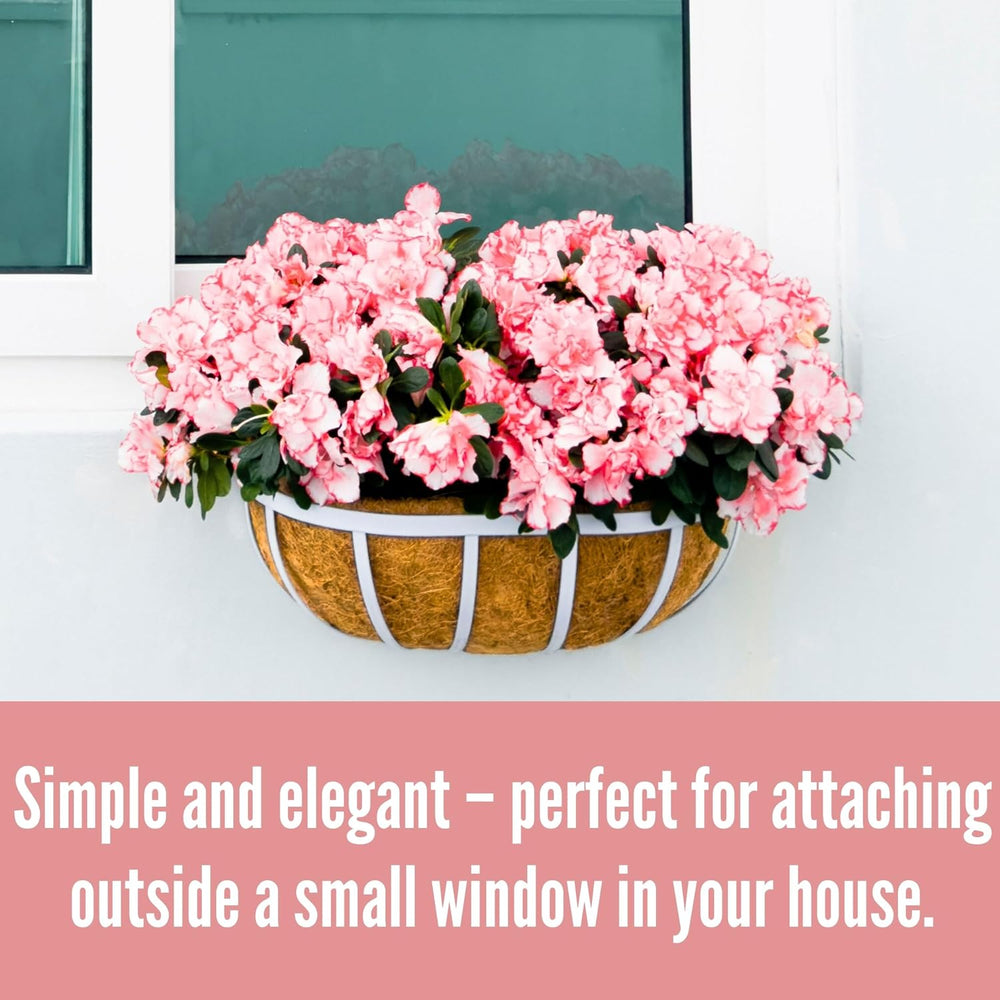 LaLaGreen Window Planter Box (16 Inch, 2 Pack) White Metal Deck Railing Flowe...