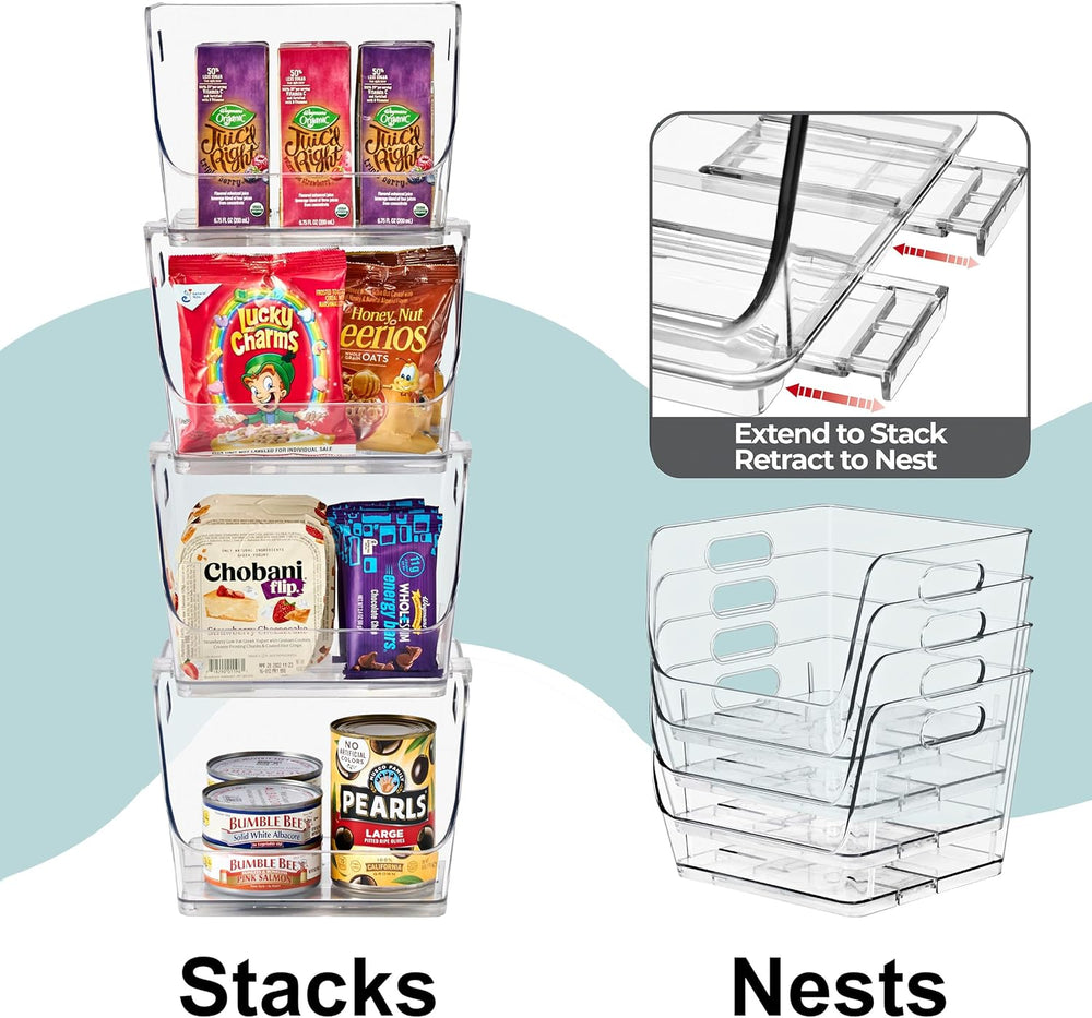 Sorbus Clear Pantry Organizer with Stackable Storage Bins, Open Front