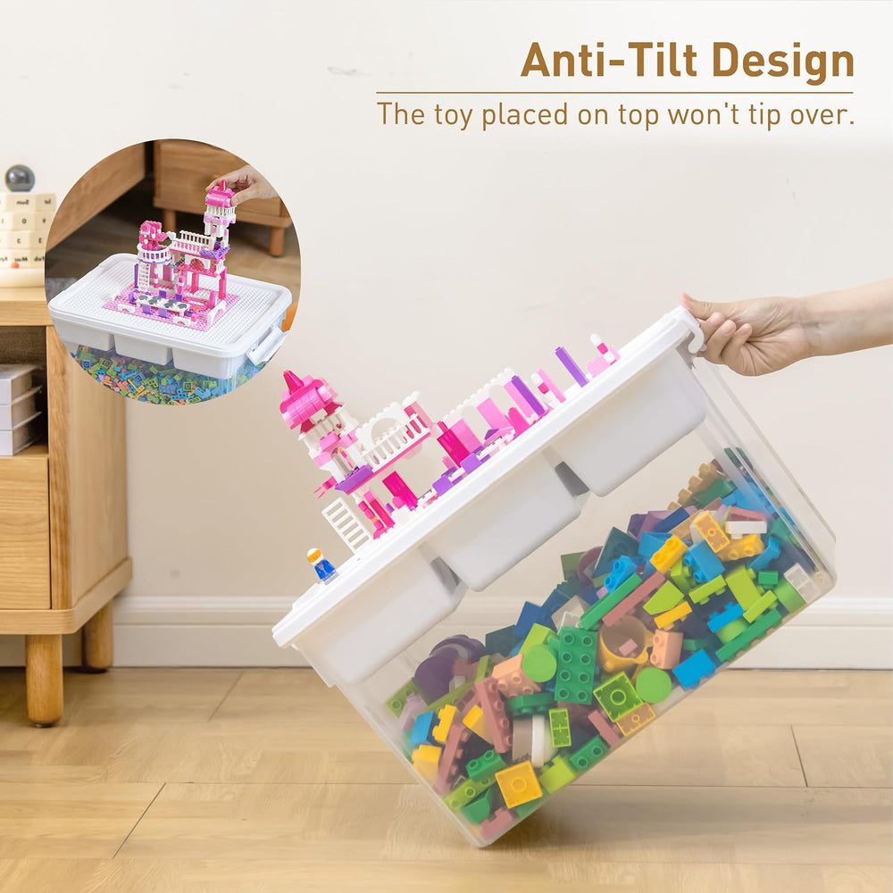 Citylife 17 QT Plastic Storage Box Building Baseplate Lid Removable Tray