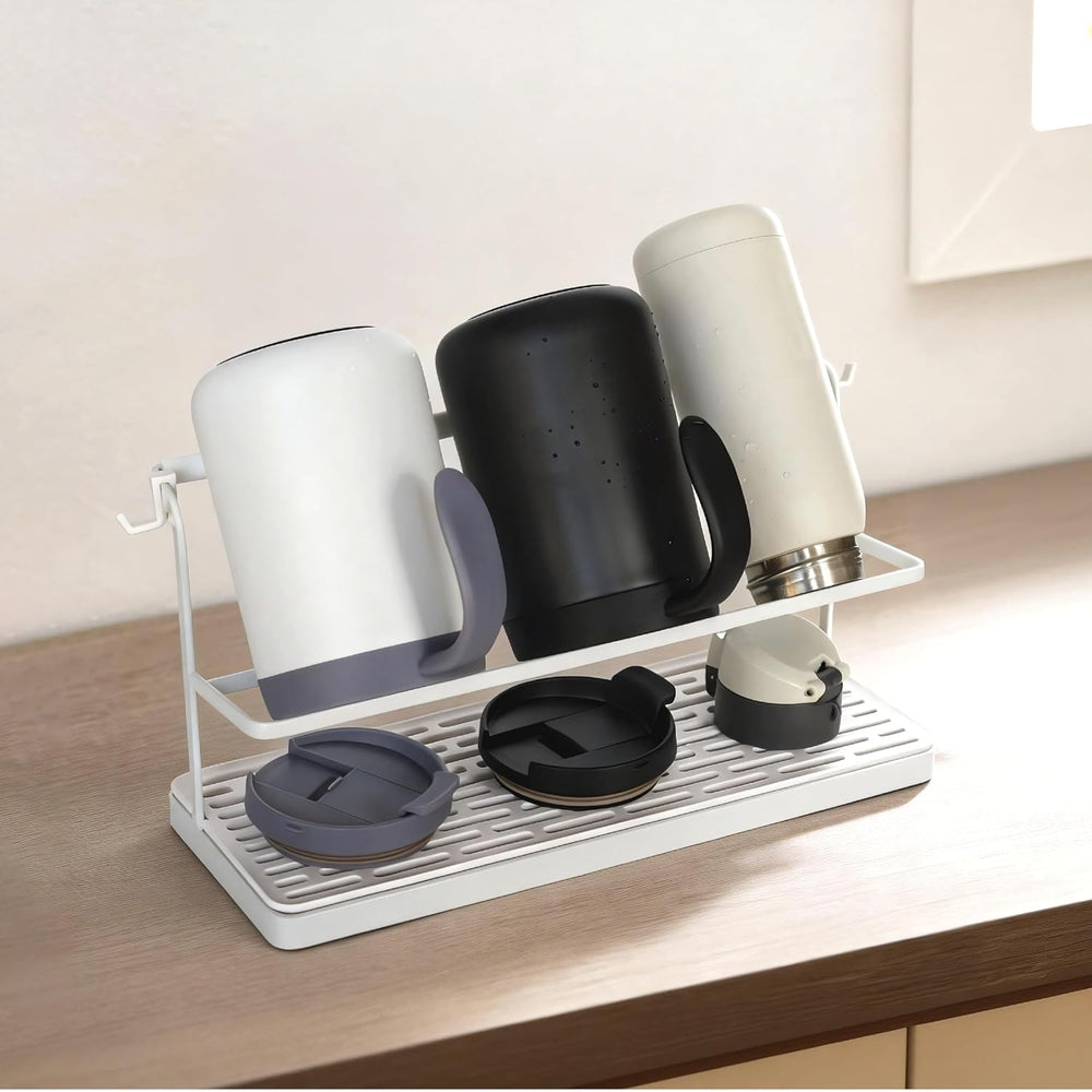 2-Tier Water Bottle Drying Rack for Countertop - Large Carbon Steel Cup Mug O...