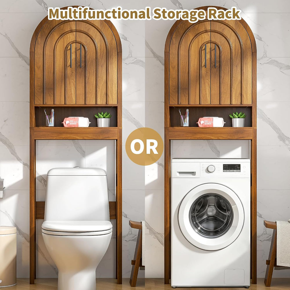 Over the Toilet Storage Cabinet, Wooden Bathroom Space Saver with Doors