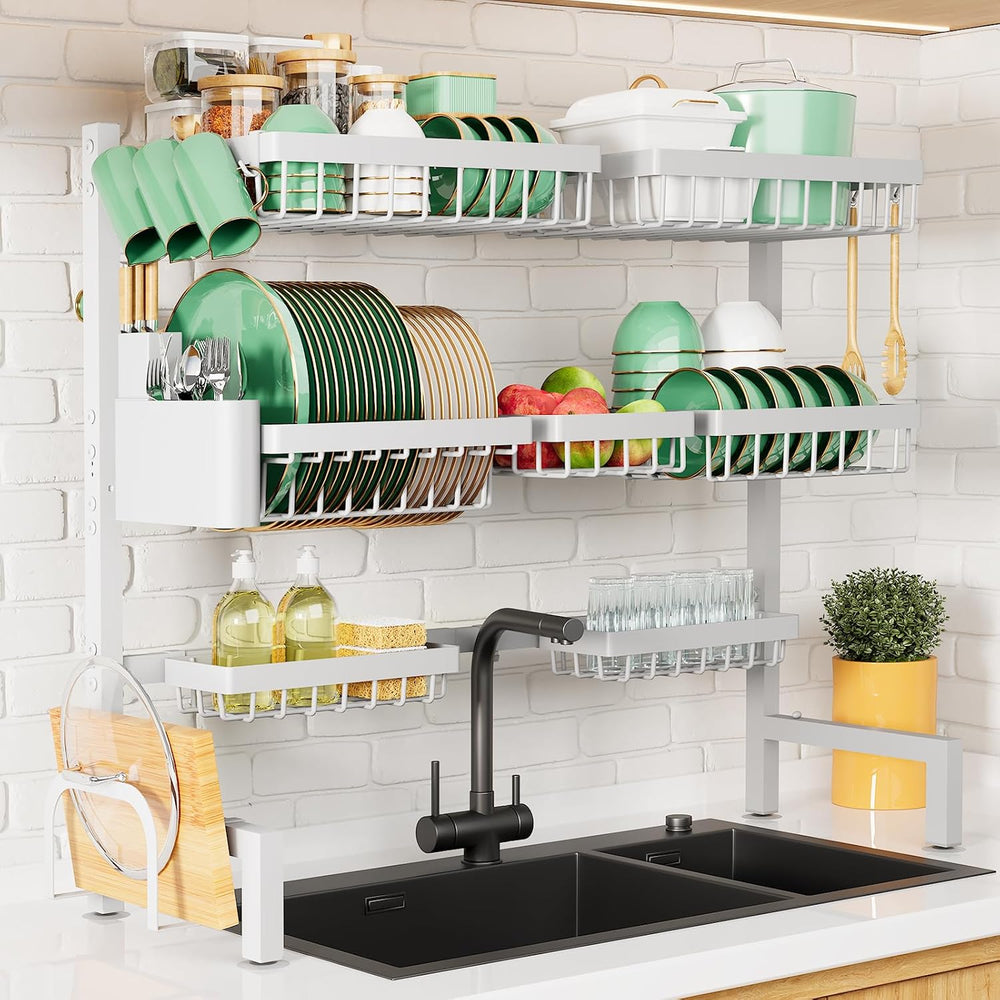 Kitsure Adjustable Over The Sink Dish Drying Rack, 31.5" -39.4" x 3...