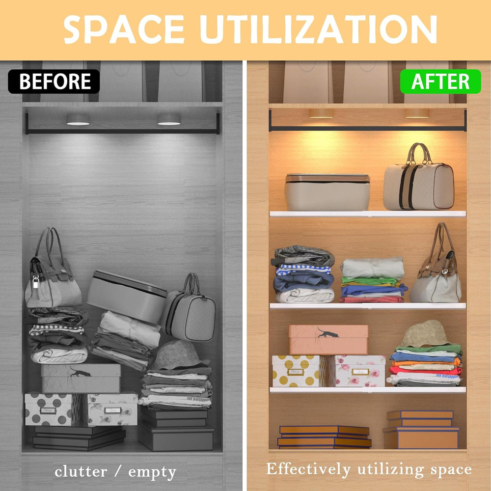 Expandable Closet Shelves, Adjustable Metal Closet Organizers and Storage She...