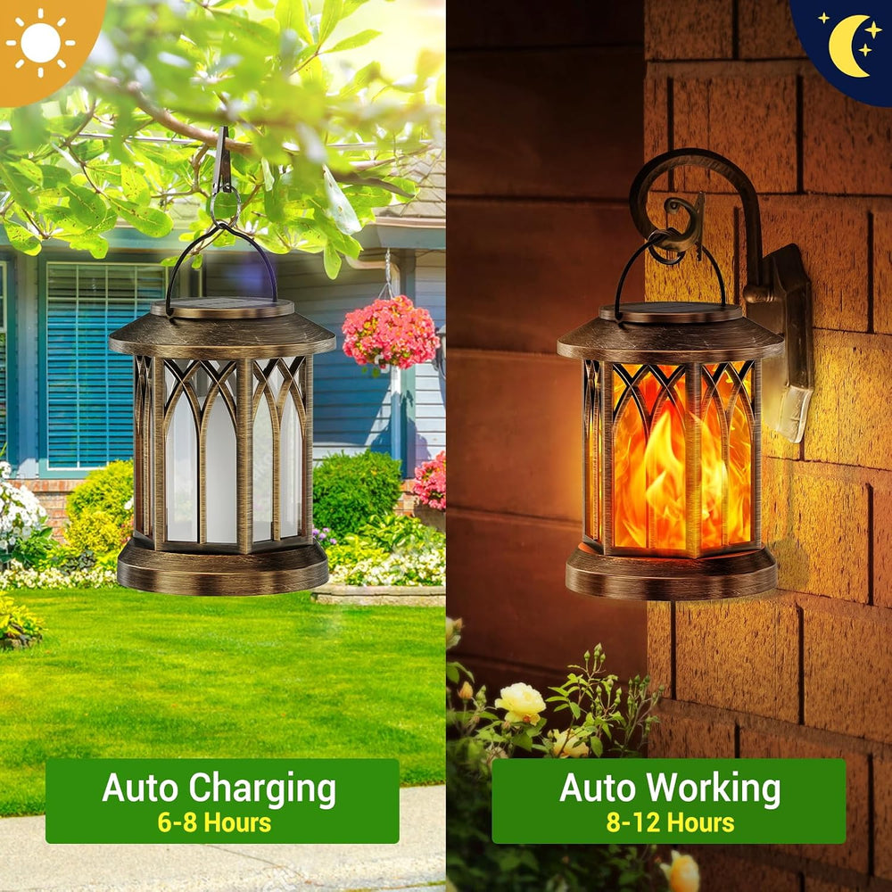 KOOPER 4 Pack Solar Lanterns Outdoor Waterproof, Upgraded Flickering Flame So...