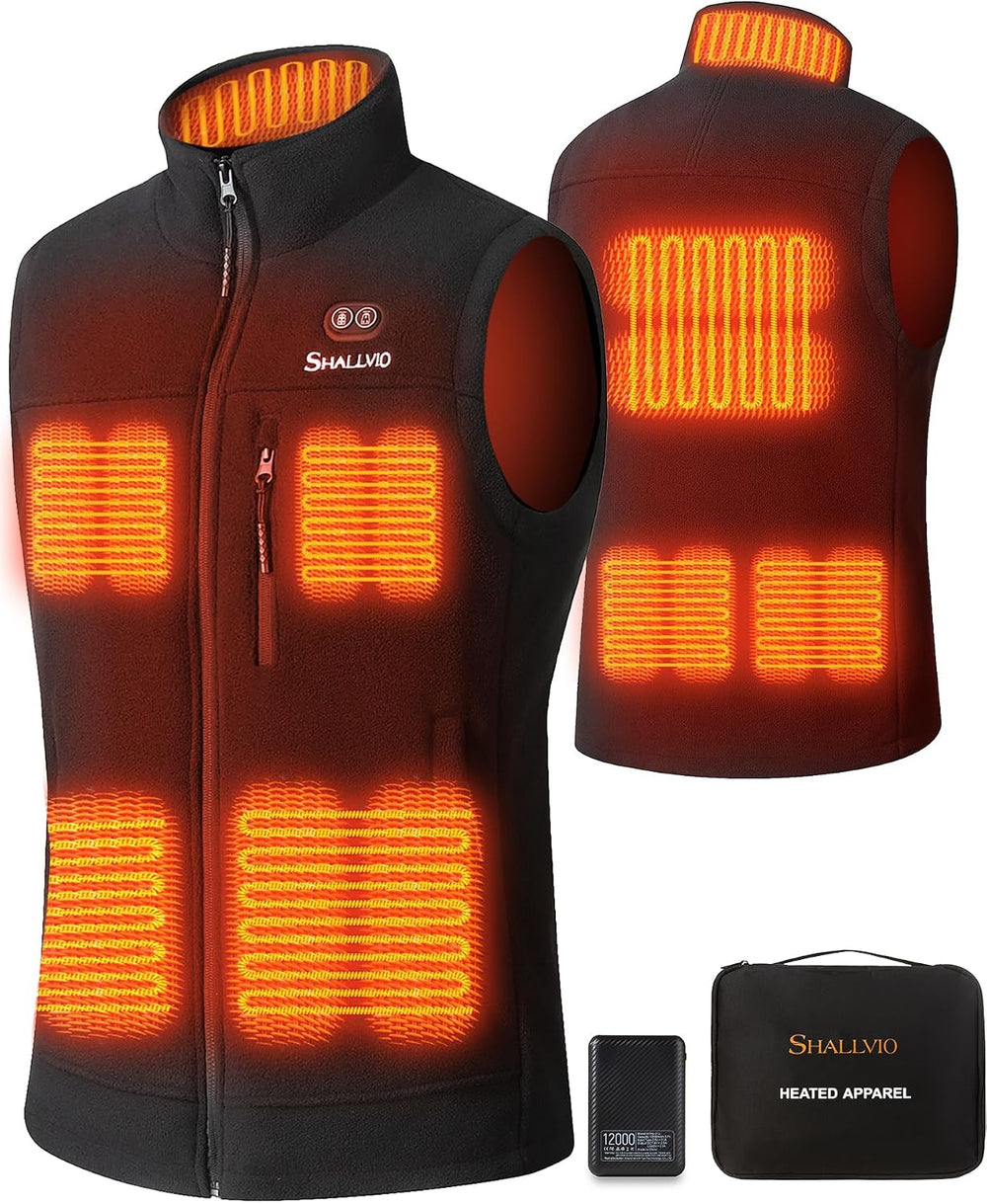 Heated Vest for Men, Soft Fleece with Battery Pack Included,8 Heating Zones