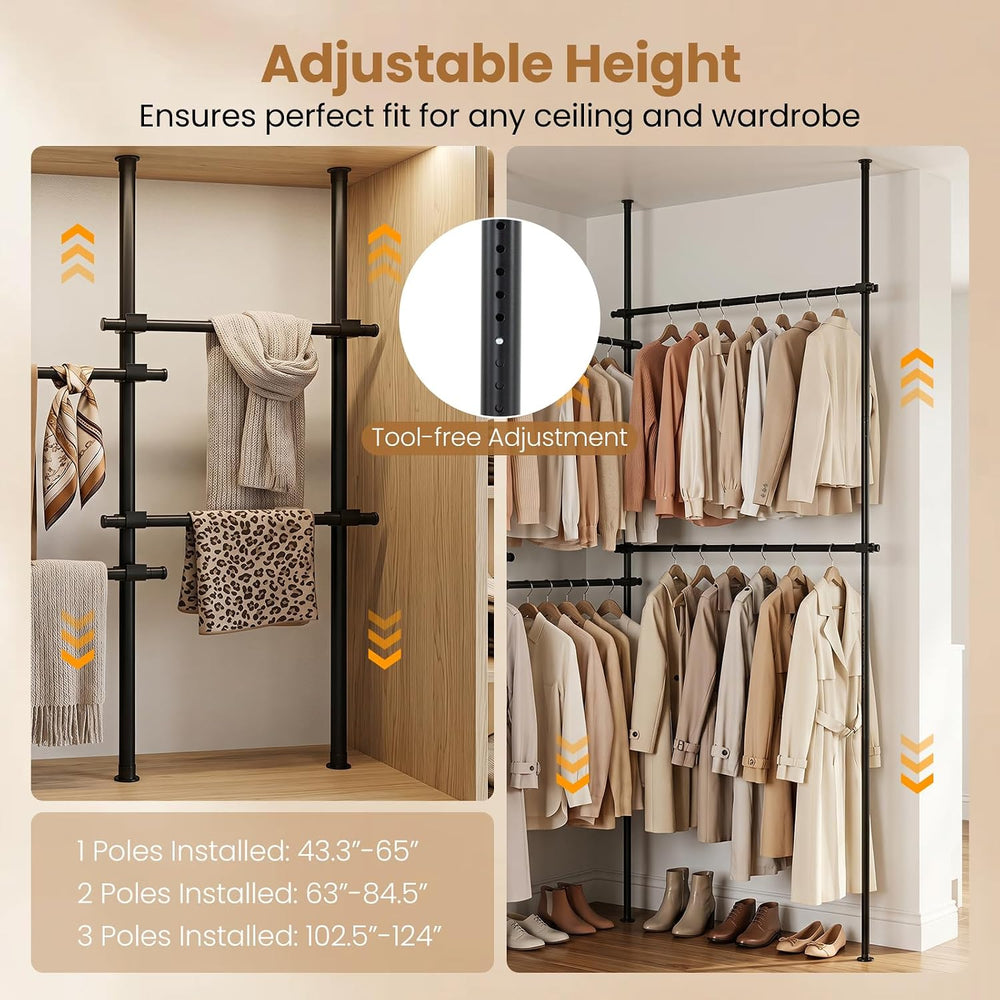 GIANTEX Floor to Ceiling Clothes Rack, Heavy Duty Garment Rack Adjustable