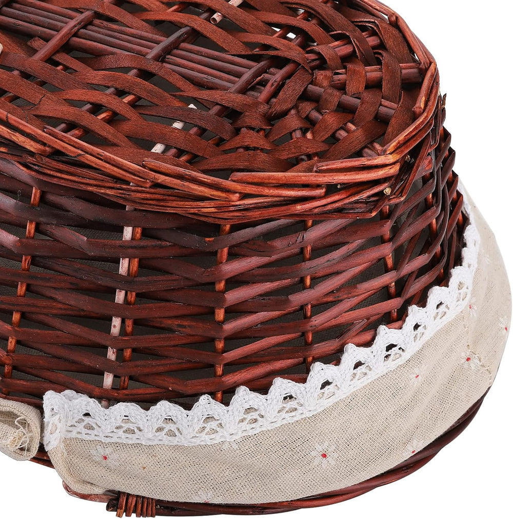Dicunoy Wicker Basket with Handle, Picnic Baskets with Liner, Empty Gift Gard...