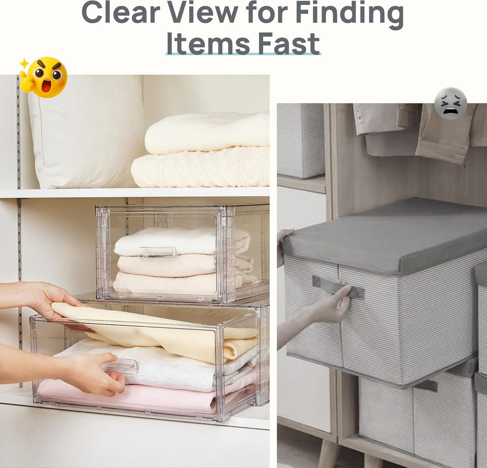 Vtopmart 2 Pack Clear Stackable Storage Drawers 15QT