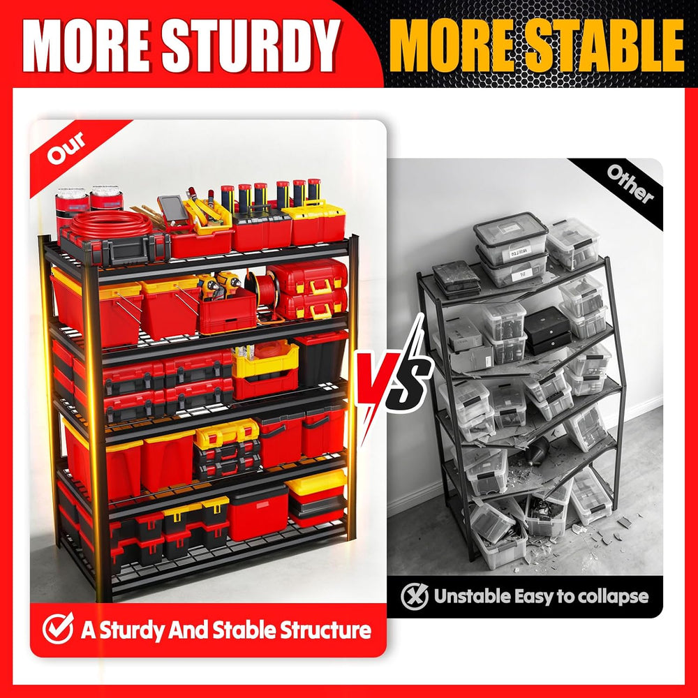 78" H Garage Shelving Heavy Duty Storage Shelves, 5T Adjustable Metal Sh...