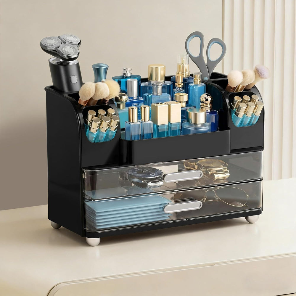 HBlife Makeup Organizer for Vanity with Brush Holder, Cologne Organizer for M...