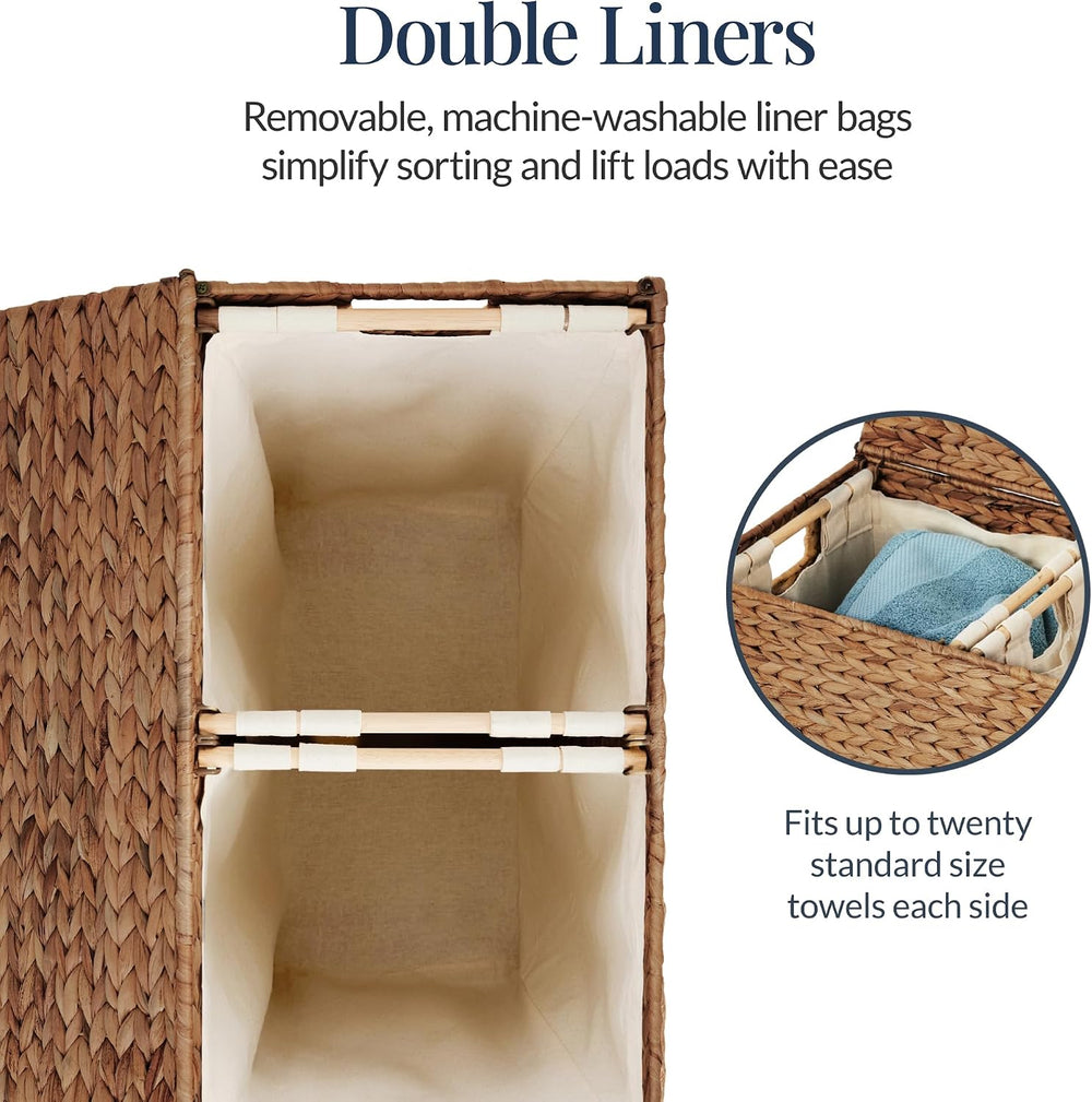 Best Choice Products X-Large Laundry Hamper with Lid, Natural Handwoven Hyaci...