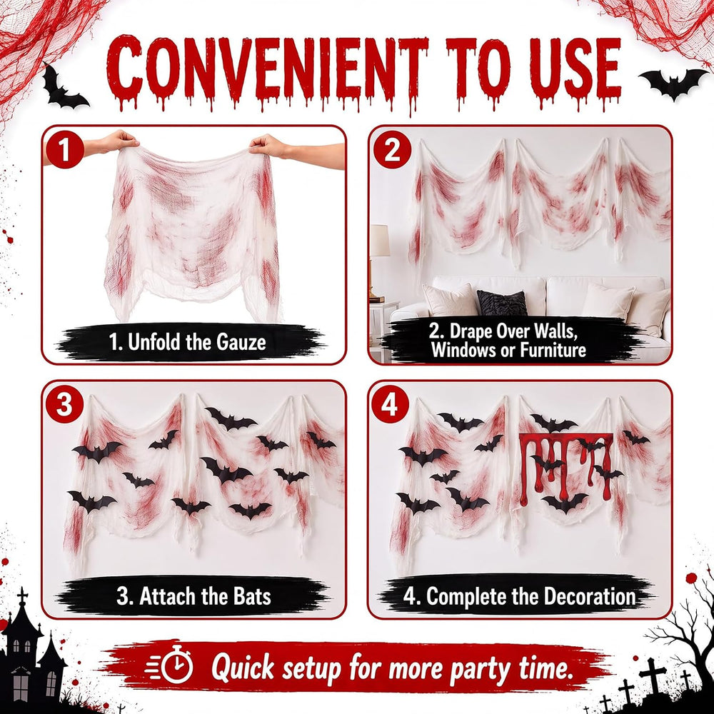 VioraWhite 34 Pcs Vampire Decorations for Halloween Bloody Hanging Decor