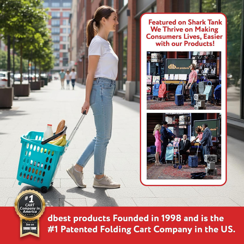 dbest products Bigger GoCart Grocery Cart Rolling Shopping Laundry Basket on ...