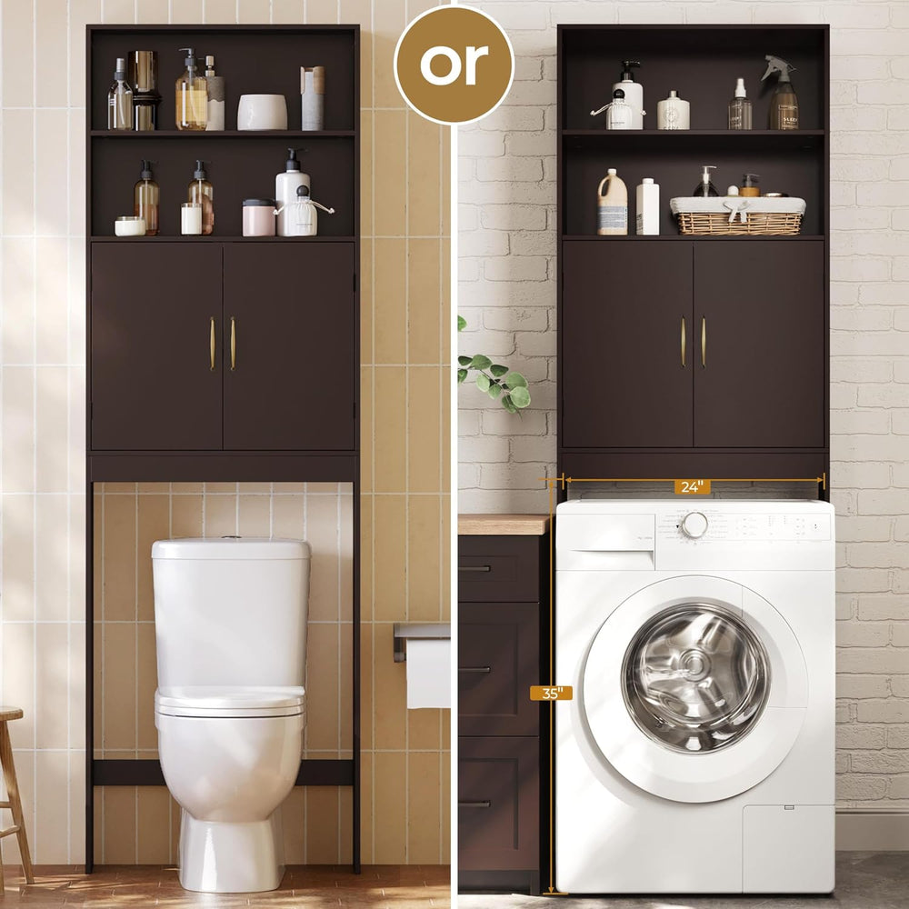 Yaheetech 77in Over the Toilet Storage Cabinet, Espresso Bathroom Organizer