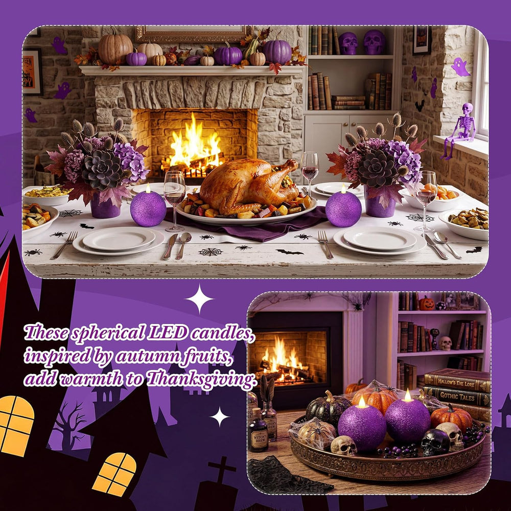 Retisee 2 Pcs Halloween Flameless Candles Real Wax Round with Remote Timer