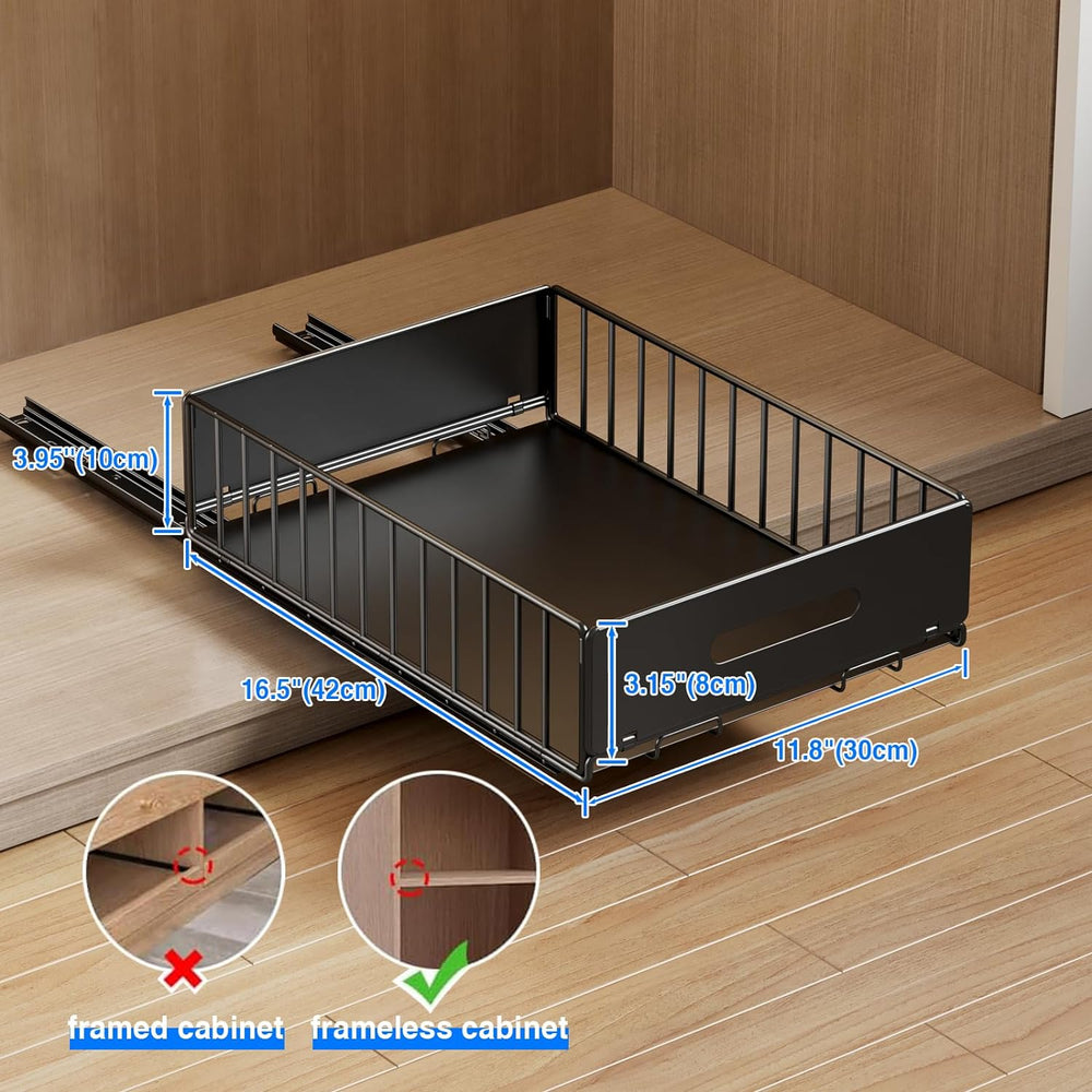 Mustorn 2 Pack Pull Out Cabinet Organizer, Slide Out Drawers for Cabinets, Pe...
