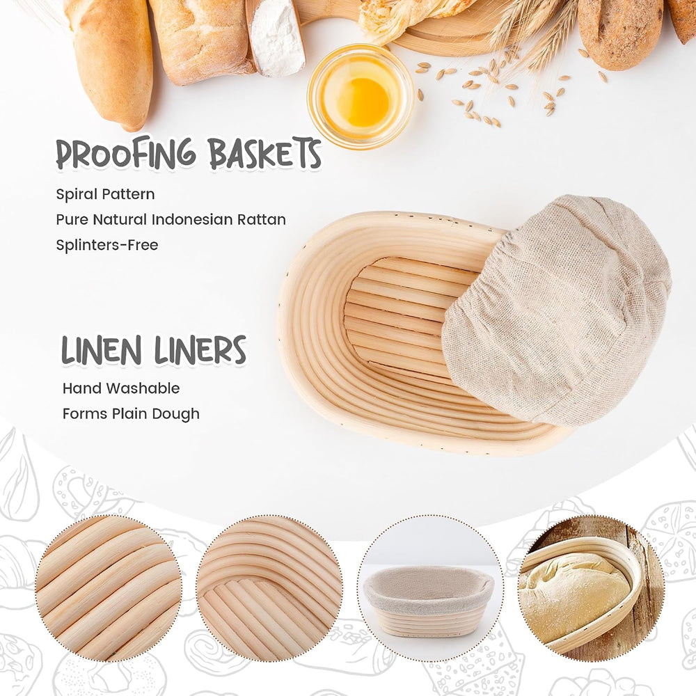 DOYOLLA Mini Oval Proofing Set (6.5inch, set of 5), Sourdough Proofing Basket...