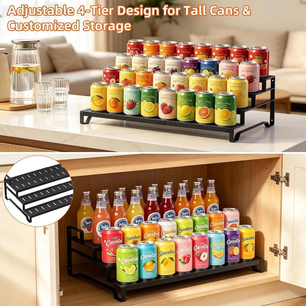 Expandable Can Organizer for Pantry, 4-Tier Adjustable Metal Can Rack