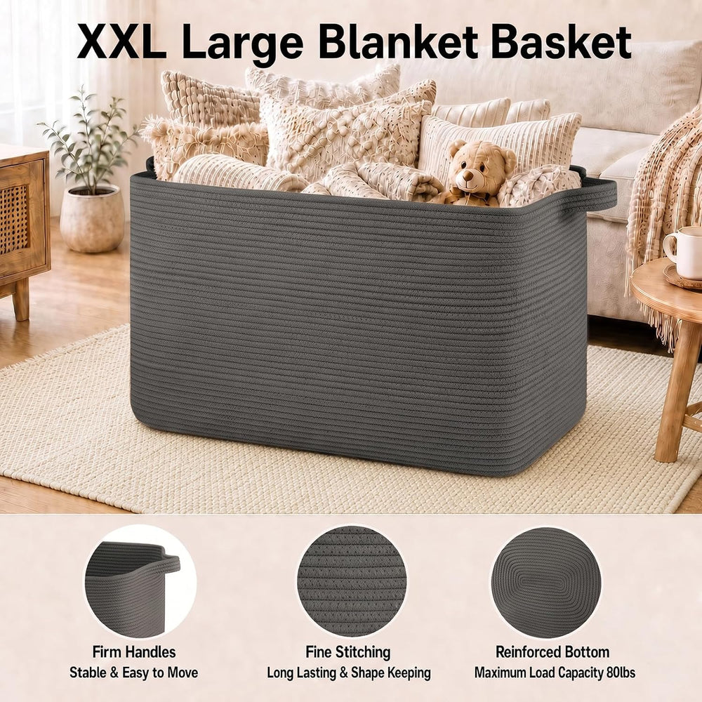 OIASKET 118L Extra Large Blanket Basket Living Room, 24.8"x17.7"x16...