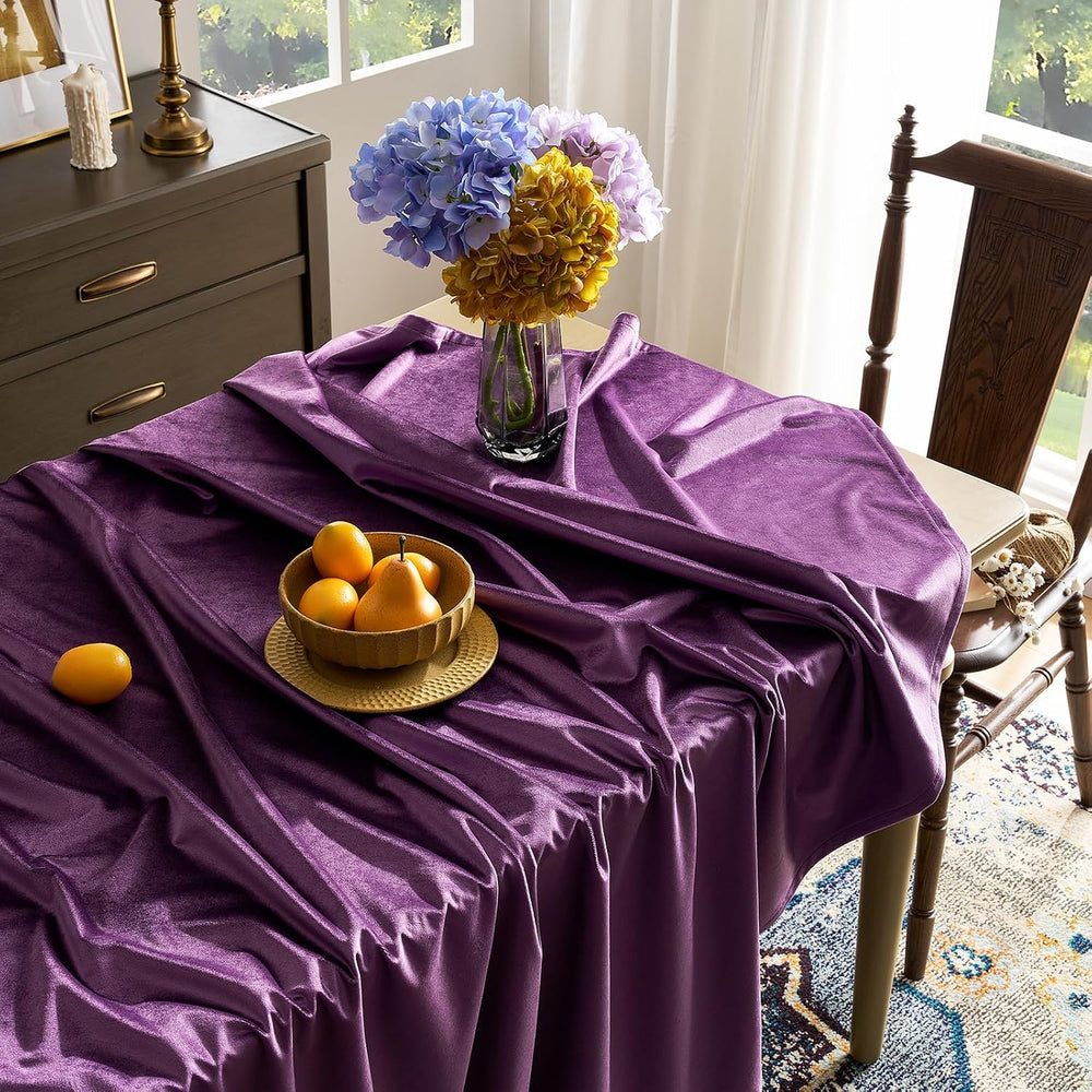 Violet Purple Velvet Rectangle Tablecloth: Halloween Luxury Table Cloth