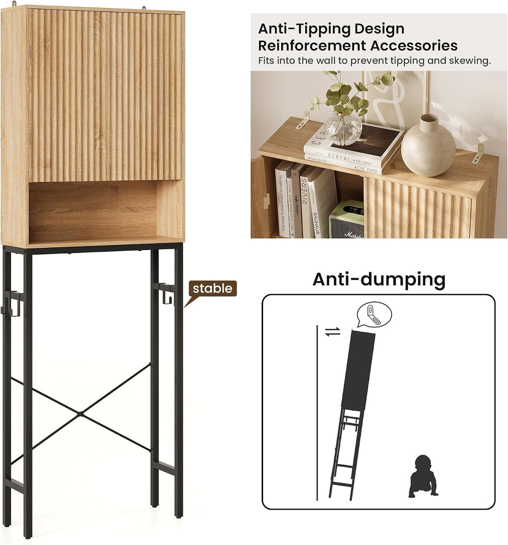Over The Toilet Storage Cabinet, Freestanding Tall Wood Bathroom Organizer