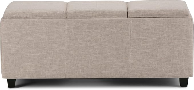 SIMPLIHOME Avalon 42 inch Wide Contemporary Rectangle Storage Ottoman in