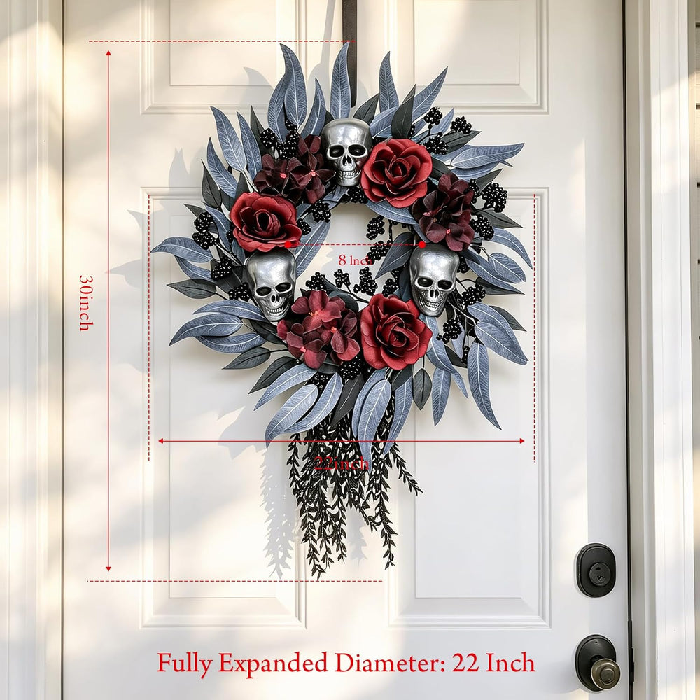 22" Halloween Wreath for Front Door, Gothic Halloween Decor Indoor
