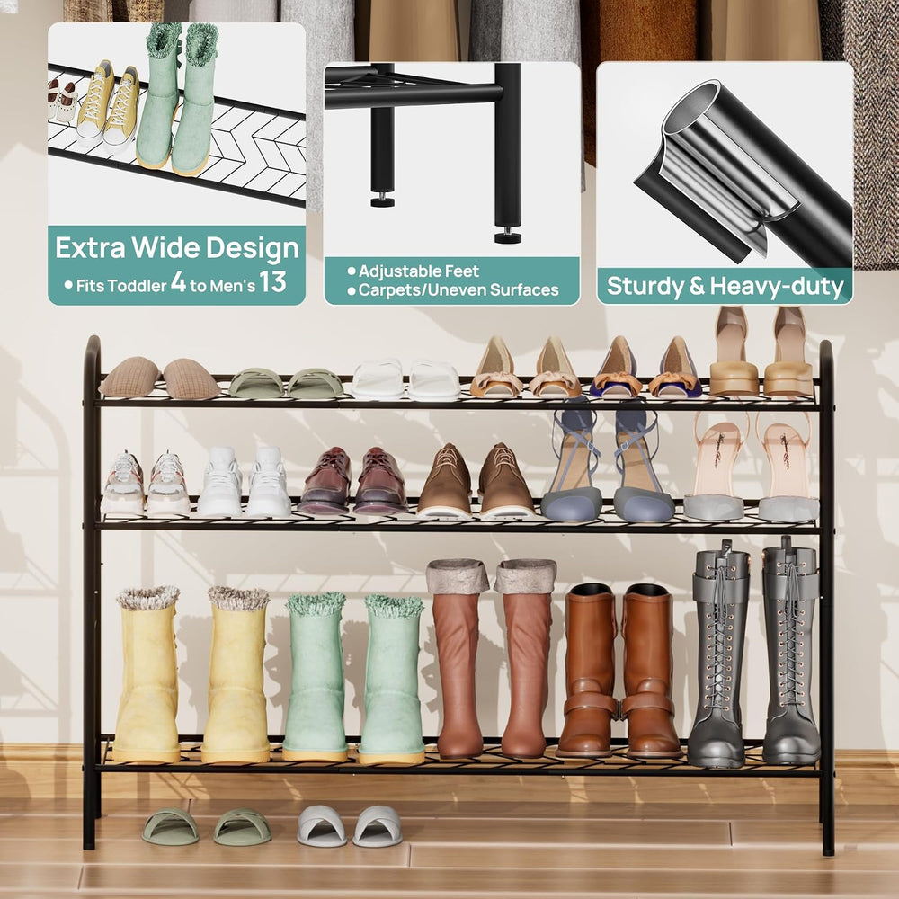 viewcare Long Shoe Rack for Closet, 4-Tier Extra Long Shoe Rack for Entryway ...