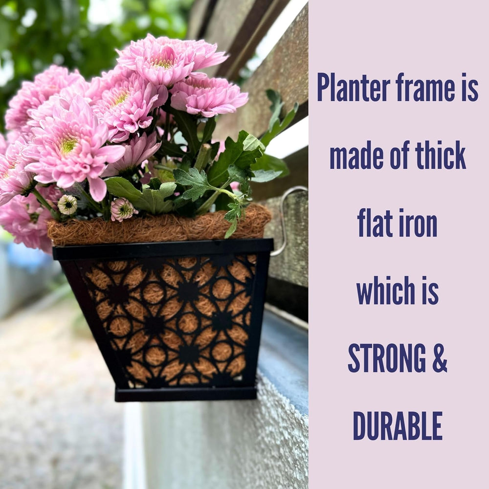 LaLaGreen Black Wall Planter (12 in, 4 Pack) Trough Window Flower Box