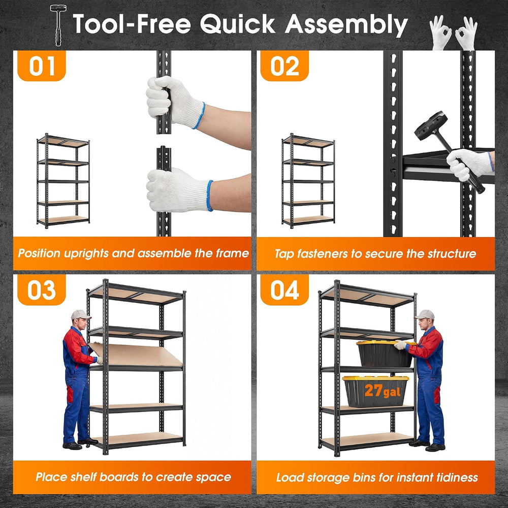 REIBII 2400LBS Garage Shelving,36" Wx16" Dx72" H Shelves for B...