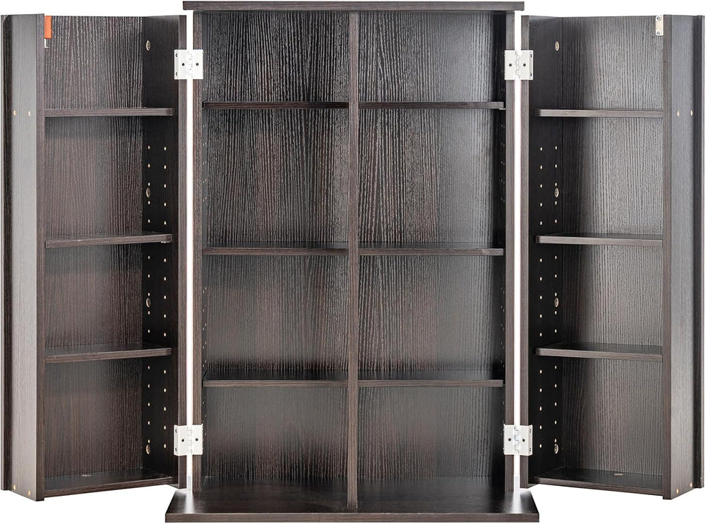 VEVOR Media Storage Cabinet, DVD Cabinet with Adjustable Shelves Espresso
