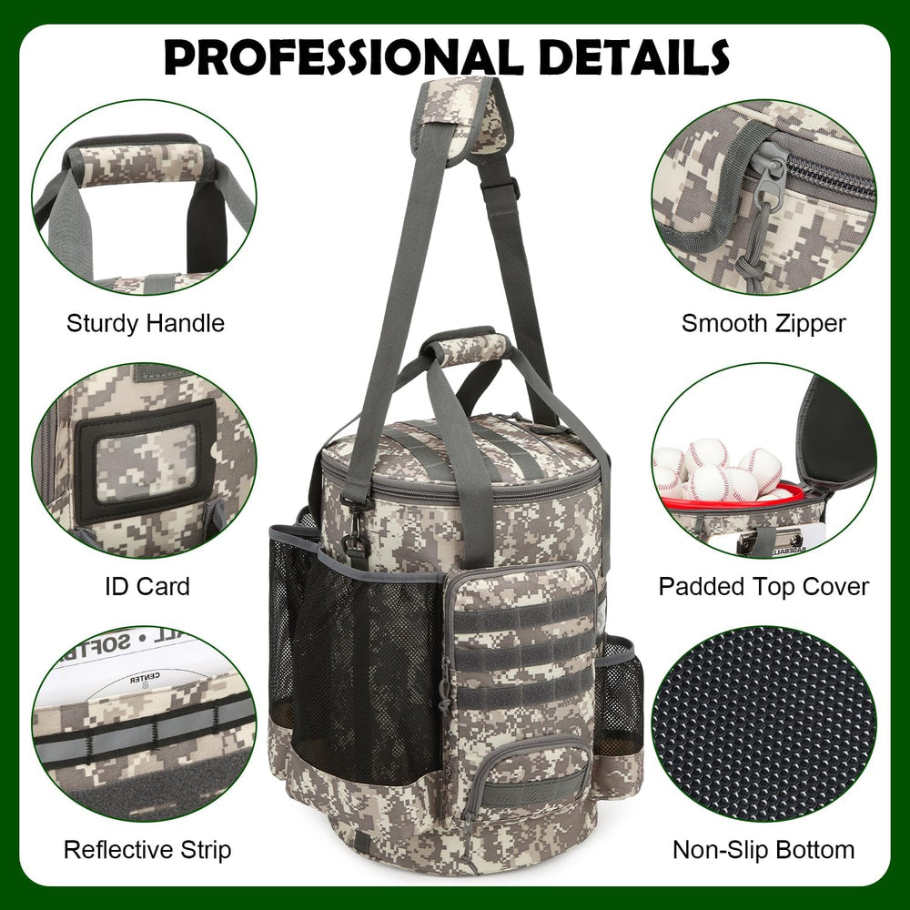 Baseball Bucket Bag, Softball Coaches Bags Fit 6 Gallon Buket